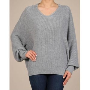 BEAR DANCE Grey Knit Hooded Hoodwink Sweater